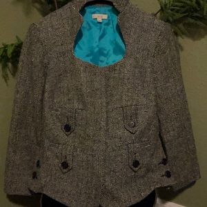 Size 6 Cache Tweed Blazer with turquoise lining